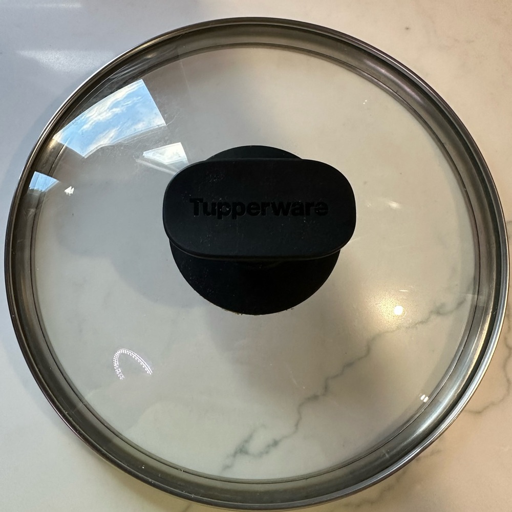 Tupperware Glass Lid with Black Knob